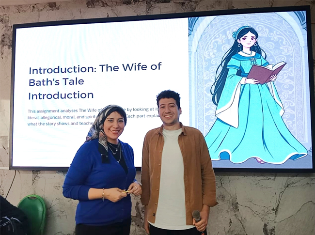 قسم اللغة الإنجليزية ينفذ عروضًا نقدية تفاعلية لطلاب الفرقة الأولى بالمعهد العالي للغات – مصر الجديدة